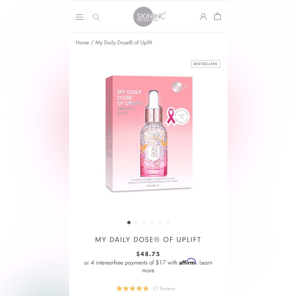 SKIN INC SUPPLEMENT BAR - My Daily Dose of Uplift Smooth & Lift 20 mL 0.68 fl oz
